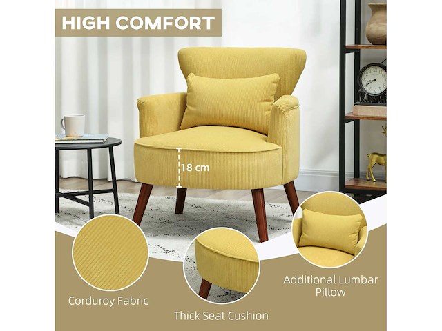 Moderne gestoffeerde fauteuil met lendenkussen - afbeelding 2 van  2