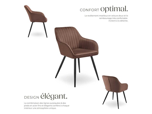 Moderne gestoffeerde fluwelen stoelen (mix x6) - afbeelding 10 van  10