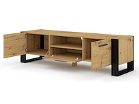 Moderne hdf- en abs-tv-standaards in eikenhout en zwart - afbeelding 4 van  4