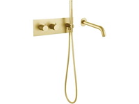 Moderne inbouw badkraan met handdouche – geborsteld goud – compleet inbouwsysteem - afbeelding 2 van  2