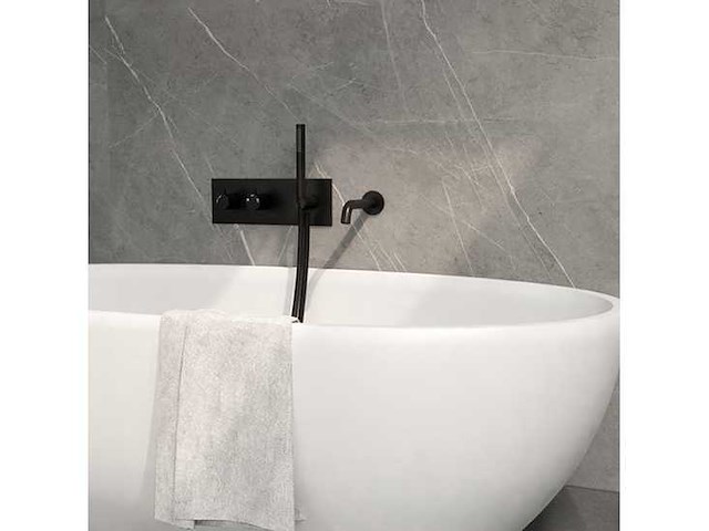 Moderne inbouw badkraan met handdouche – mat zwart – compleet inbouwsysteem - afbeelding 1 van  2