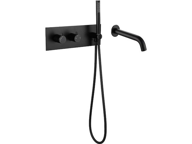 Moderne inbouw badkraan met handdouche – mat zwart – compleet inbouwsysteem - afbeelding 2 van  2