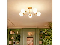 Moderne kroonluchter plafondlamp, 5-licht plafondlamp met g9 voet, semi-inbouwbare bevestiging, goud en wit - afbeelding 1 van  5