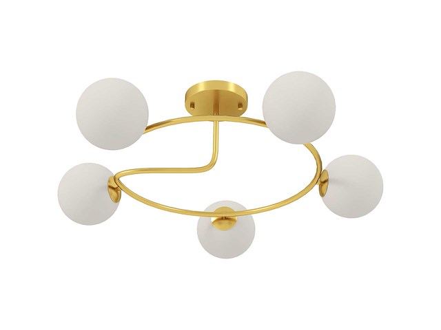 Moderne kroonluchter plafondlamp, 5-licht plafondlamp met g9 voet, semi-inbouwbare bevestiging, goud en wit - afbeelding 2 van  5