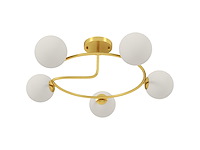 Moderne kroonluchter plafondlamp, 5-licht plafondlamp met g9 voet, semi-inbouwbare bevestiging, goud en wit - afbeelding 2 van  5