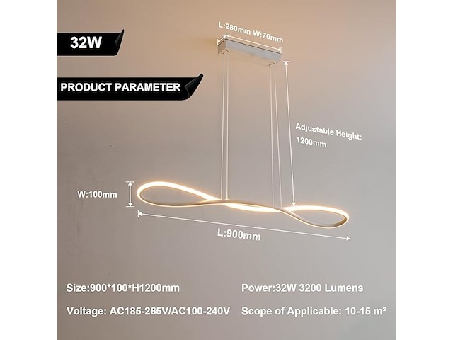 Moderne led-hanglamp - afbeelding 3 van  4