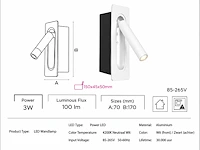 Moderne led wandlamp (horoz) – 3w – 4200k neutraal wit – ip20 – belek (4 stuks) - afbeelding 4 van  5