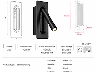 Moderne led wandlamp (horoz) – 3w – 4200k neutraal wit – ip20 – belek (4 stuks) - afbeelding 5 van  5