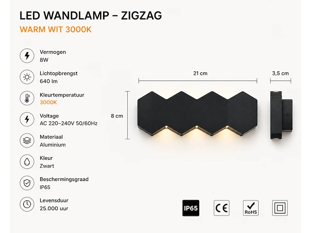 Moderne led wandlamp (venus) – 8w – 3500k warm wit – ip54 – sw-51-4 (4 stuks) - afbeelding 4 van  4
