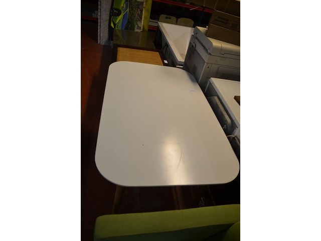 Moderne rechthoekige tafel wit blad natuurkleur onderstel afm. 130x80x73 - afbeelding 4 van  5