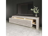 Moderne tv-standaard met led's - travertine-effect - afbeelding 4 van  8