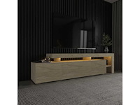 Moderne tv-standaard met led's - travertine-effect - afbeelding 5 van  8