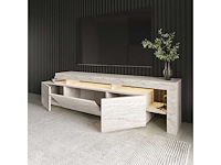 Moderne tv-standaard met led's - travertine-effect - afbeelding 6 van  7