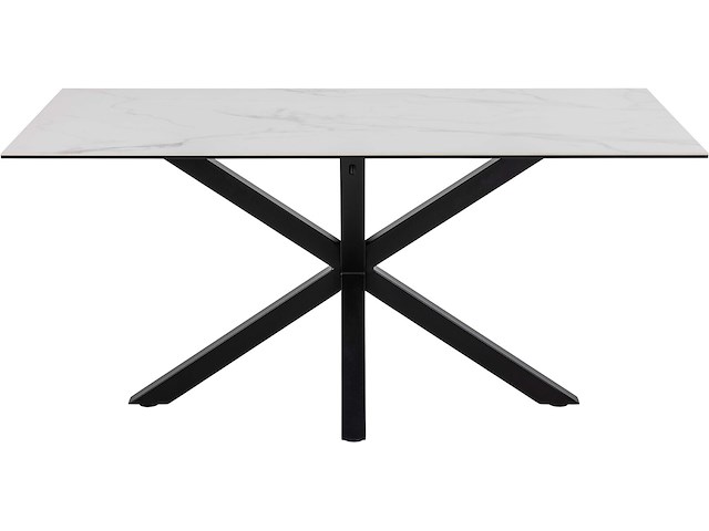 Moderne witte keramische eettafel, 160x90cm - afbeelding 1 van  7