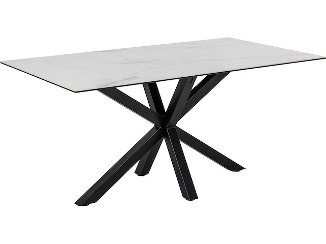 Moderne witte keramische eettafel, 160x90cm - afbeelding 2 van  7