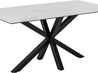 Moderne witte keramische eettafel, 160x90cm - afbeelding 2 van  7
