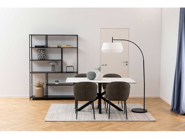 Moderne witte keramische eettafel, 160x90cm - afbeelding 4 van  7