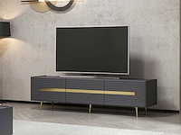 Modieus woody tv-meubel - antraciet goud - afbeelding 1 van  7