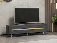 Modieus woody tv-meubel - antraciet goud - afbeelding 2 van  7