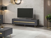 Modieus woody tv-meubel - antraciet goud - afbeelding 3 van  7
