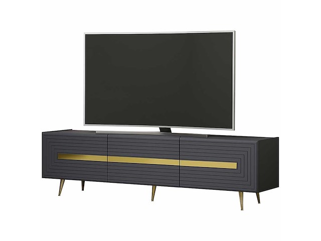 Modieus woody tv-meubel - antraciet goud - afbeelding 7 van  7