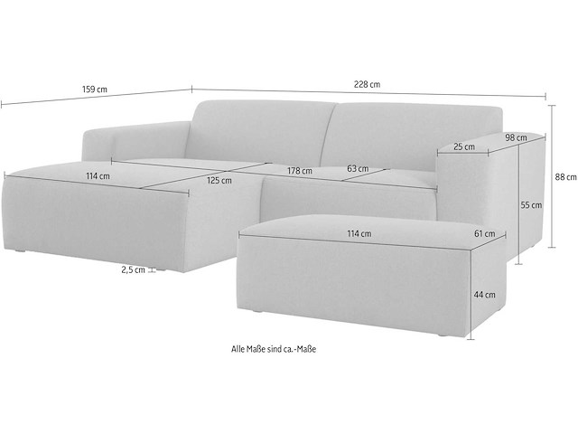 Modulaire linkerhoekbank - donkergrijs stof met snoer - afbeelding 2 van  11