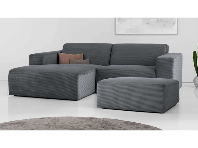 Modulaire linkerhoekbank - donkergrijs stof met snoer - afbeelding 3 van  11