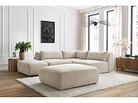 Modulaire vaste hoekbank van textuurstof met 2 fauteuils, 1 hoek en 2 poefs - afbeelding 3 van  14