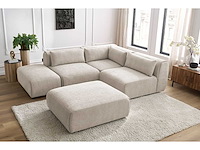 Modulaire vaste hoekbank van textuurstof met 2 fauteuils, 1 hoek en 2 poefs - afbeelding 4 van  14