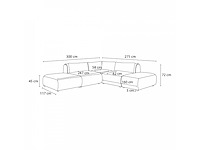 Modulaire vaste hoekbank van textuurstof met 2 fauteuils, 1 hoek en 2 poefs - afbeelding 5 van  14