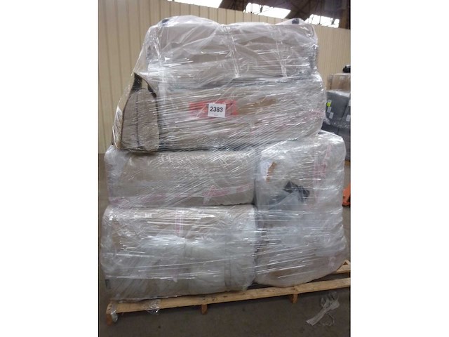 Modulaire vaste hoekbank van textuurstof met 2 fauteuils, 1 hoek en 2 poefs - afbeelding 6 van  14