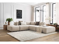 Modulaire vaste hoekbank van textuurstof met 2 fauteuils, 1 hoek en 2 poefs - afbeelding 7 van  14