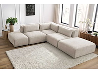 Modulaire vaste hoekbank van textuurstof met 2 fauteuils, 1 hoek en 2 poefs - afbeelding 10 van  14