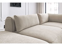 Modulaire vaste hoekbank van textuurstof met 2 fauteuils, 1 hoek en 2 poefs - afbeelding 12 van  14