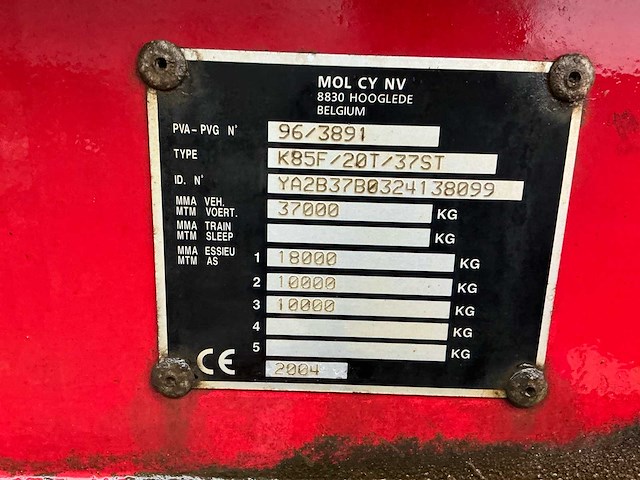 Mol - 2004 - k85f/20t/37st - oplegger - afbeelding 3 van  17