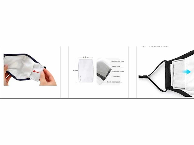 Mondmasker - met pm 2.5 filter - katoen (1250x) - afbeelding 6 van  9