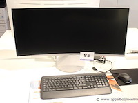 Monitor - samsung - curved toetsenbord - logitech muis - logitech - afbeelding 1 van  2