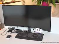 Monitor samsung- curved toetsenbord - logitech muis - logitech - afbeelding 1 van  2