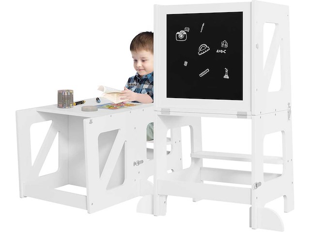 Montessori 3-in-1 leertoren, opvouwbare peuteroefentoren - afbeelding 2 van  6