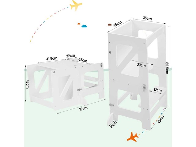 Montessori 3-in-1 leertoren, opvouwbare peuteroefentoren - afbeelding 3 van  6