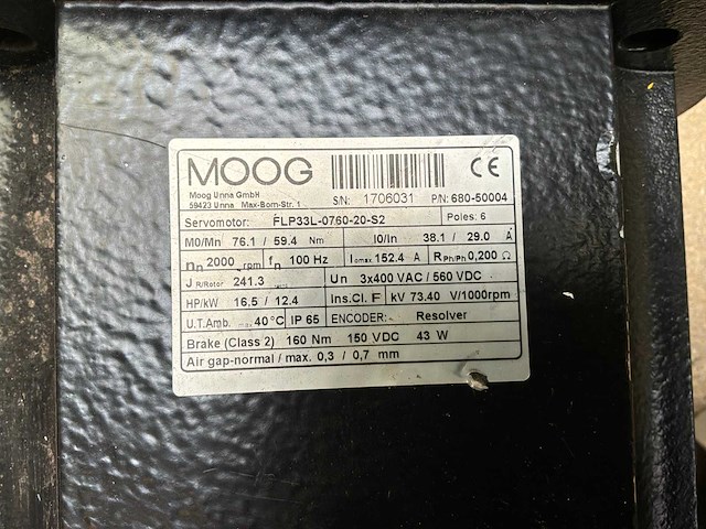 Moog flp33l-0760-20-s2 servomotor (2x) - afbeelding 6 van  7
