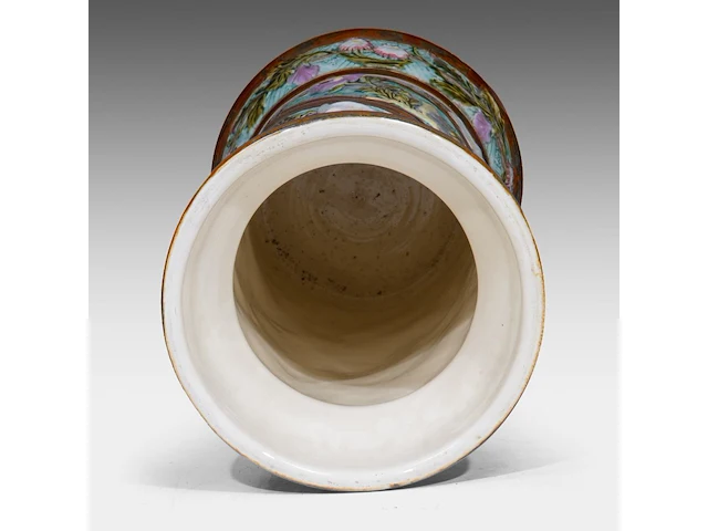 Mouzin-lecat & cie, a polychrome jardinière and stand, nimy - belgium, total h: 119 cm - afbeelding 6 van  9