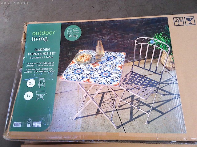 Mozaïektafel + 2 stoelen - taupe - afbeelding 1 van  3