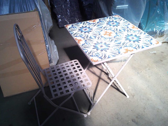 Mozaïektafel + 2 stoelen - taupe - afbeelding 2 van  3