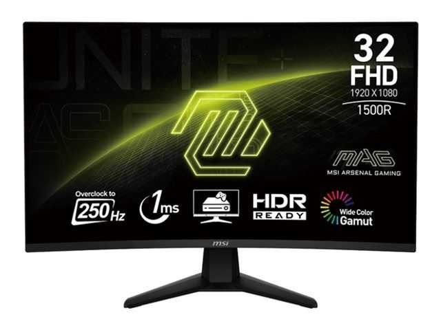 Msi mag 32c6x - led-scherm - gaming - gebogen - 32" (31,5" zichtbaar) - 1920 x 1080 full hd (1080p) @ 250 hz - afbeelding 1 van  2