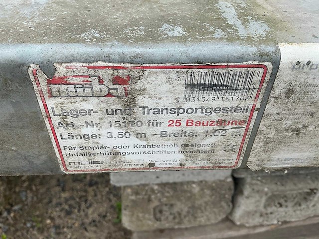 Müba bouwhek transportbok met 30x betonblok - afbeelding 5 van  6
