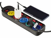 Mukltisocket 5 m, 5 doppen kraft&dele - afbeelding 2 van  3