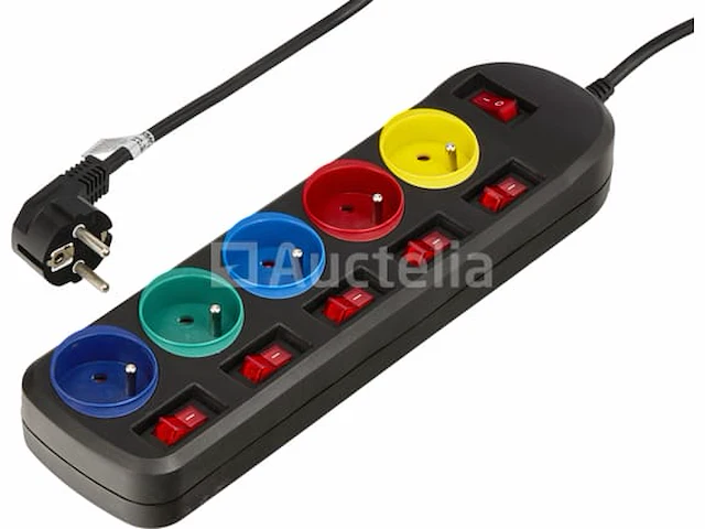 Mukltisocket 5 m, 5 doppen kraft&dele - afbeelding 3 van  3