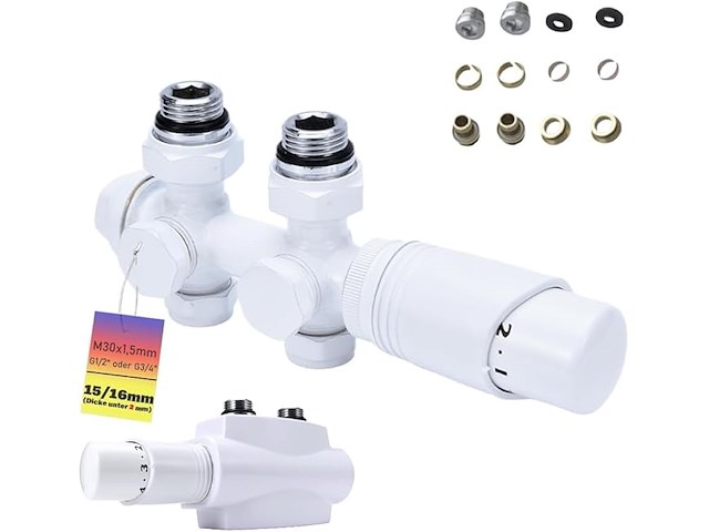 Multiblock thermostaat hoek- en doorlaatvormset aftapblok voor radiatoren - afbeelding 1 van  6