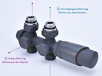 Multiblock thermostaat hoek- en doorlaatvormset aftapblok voor radiatoren - afbeelding 3 van  6